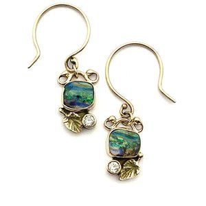 Australian Opals with Diamonds Earrings